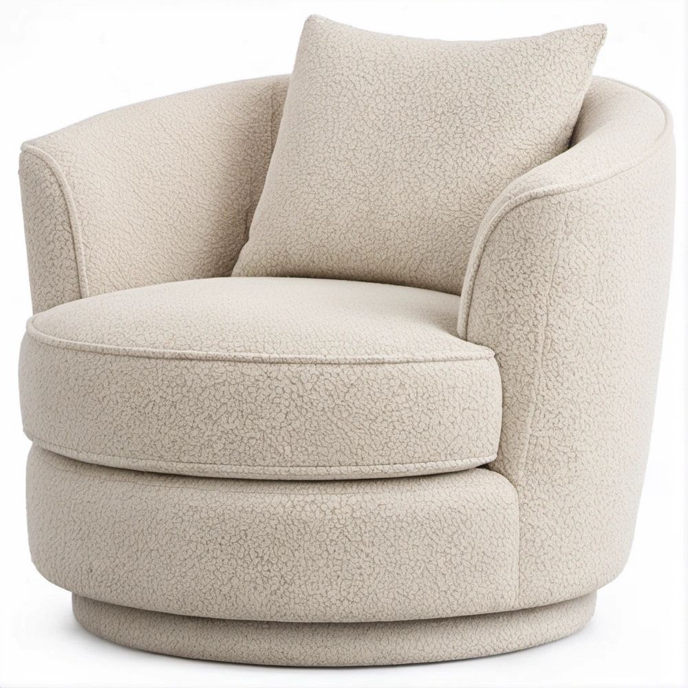 Runder Cocktailsessel in Creme mit Bouclé-Bezug, 82 x 78 x 76 cm