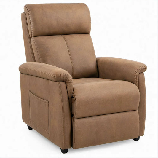 Brauner Relaxsessel mit manueller Liegefunktion aus Mikrofaser, 88 x 96 x 103 cm