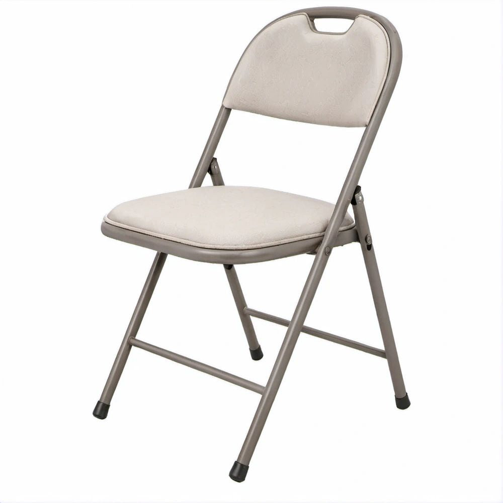 Gepolsterter Klappstuhl Beige/Grau mit Stahlrohrgestell, 44 x 48 x 78 cm