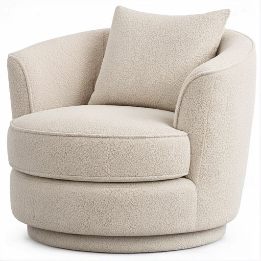 Runder Cocktailsessel in Creme mit Bouclé-Bezug, 82 x 78 x 76 cm