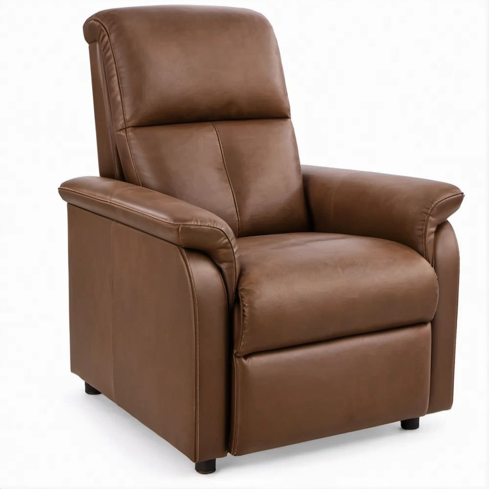 Brauner Relaxsessel mit manueller Liegefunktion aus PU-Kunstleder, 88 x 93 x 102 cm
