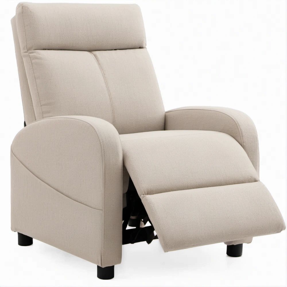 Manuell verstellbarer Relaxsessel mit Liegefunktion und Fußstütze, Beige, 85 x 90 x 103 cm