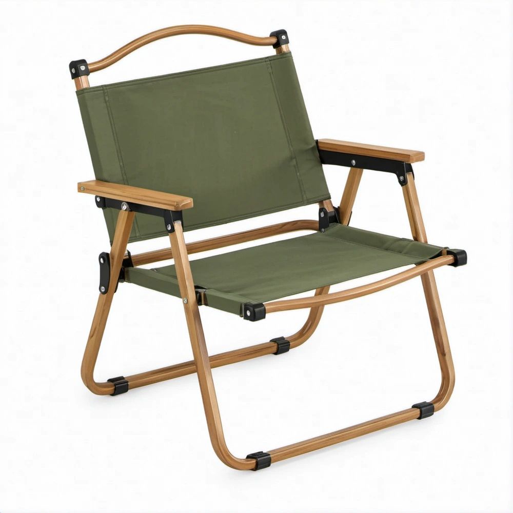 Klappbarer Gartenstuhl in Olivgrün/Braun/Schwarz, 55 x 60 x 80 cm