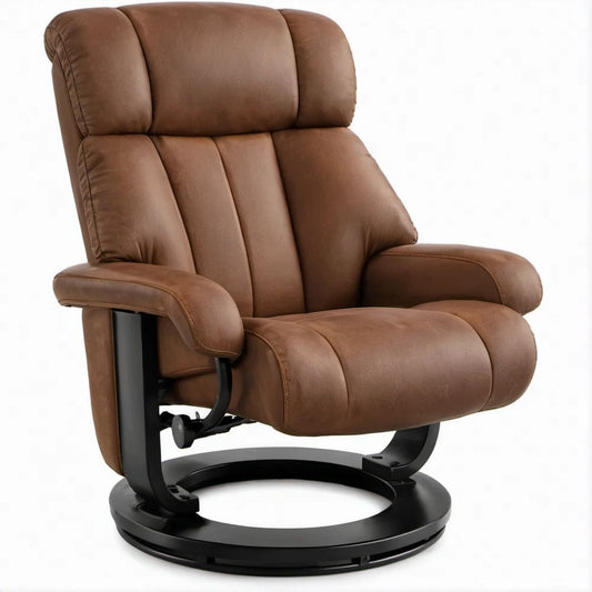 Brauner Relaxsessel mit manueller Liegefunktion, PU-Kunstleder, 85 x 95 x 105 cm
